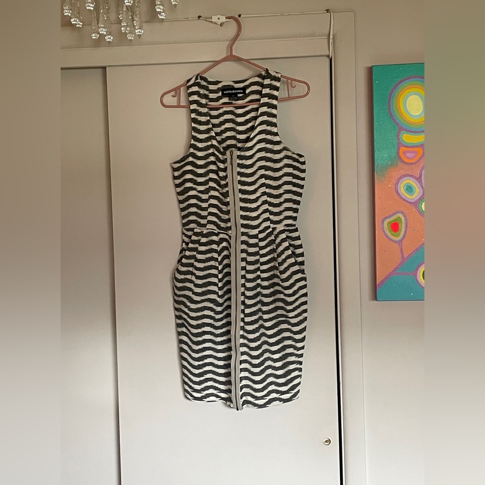 Grey & white zigzag dress by Valerie Dumaine (size small)